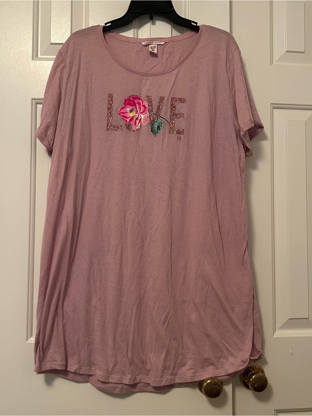 Victoria's Secret Lavender Sleep Night Shirt Love Floral Graphic Women's Size XL